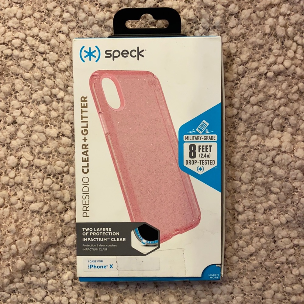 Speck iPhone XR Presidio Clear Pink Glitter case